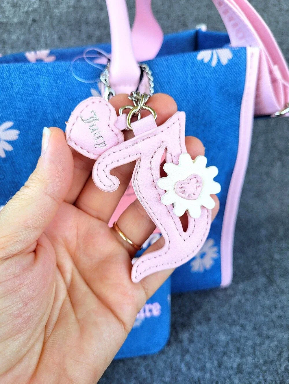 Juicy Couture Daisy For Juicy Tote Denim and Pink With Matching Card Wallet